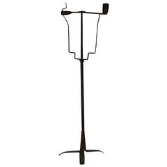 French 18th Century Hand-Forged Iron Candleholder