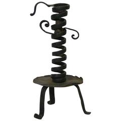 French 18th Century Hand-Forged Iron Candleholder 3