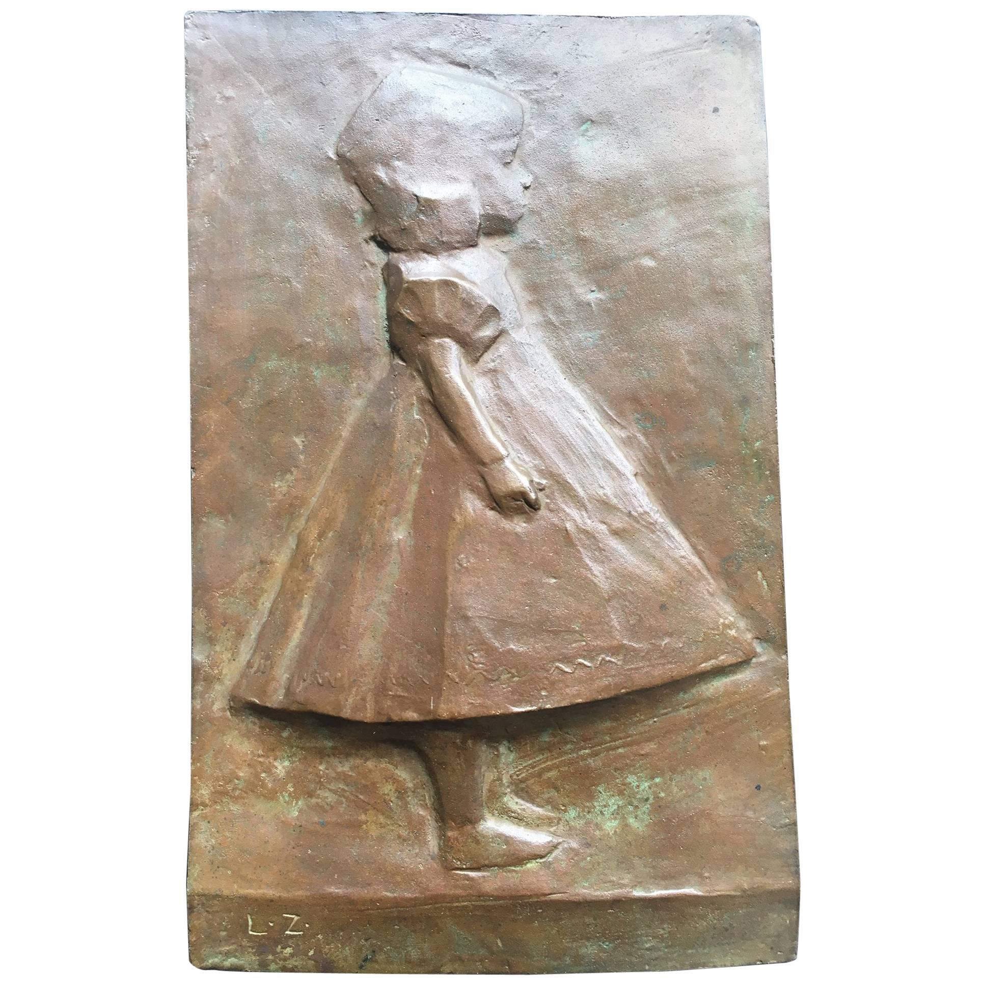 Bronze Plaque by Dutch Sculptor Lambertus Zijl For Sale