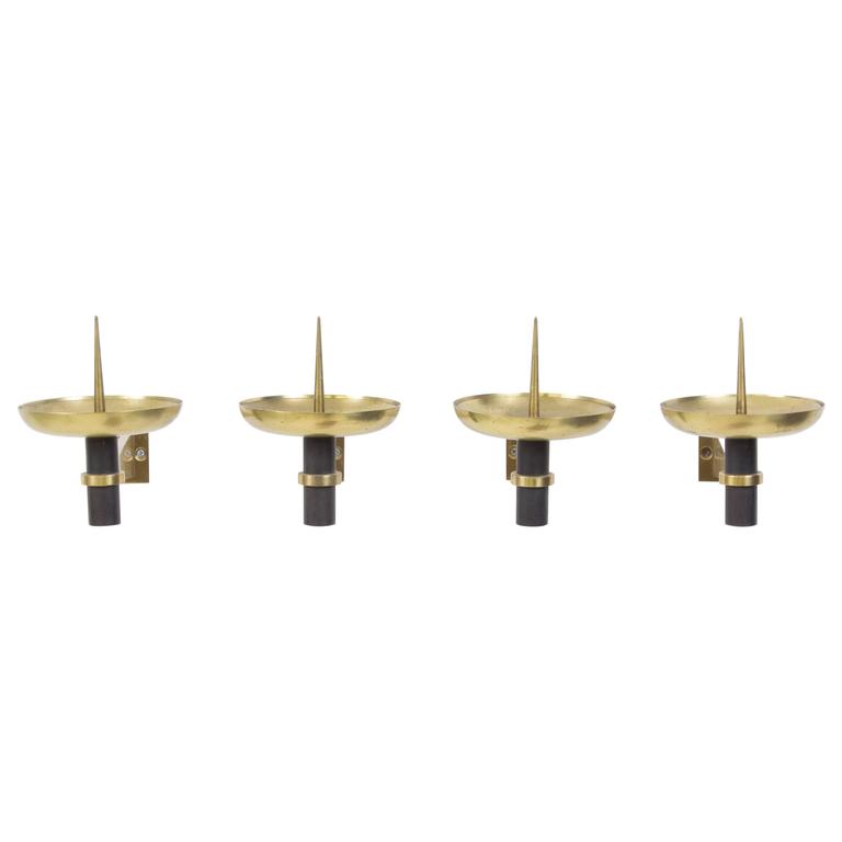 Rare Set Of Four French Mid Century Modern Wall Candle Sconces Rare Set Of Four French Mid Century Modern Wall Candle Sconces 1950s For
