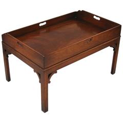 Antique Regency Figured Mahogany Butler's Tray on Later Stand