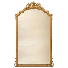 Large 19th Century Carved Giltwood and Gesso Pier Mirror