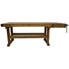 Used Oak and Pine Carpenter's Workbench