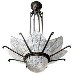 French Art Deco Chandelier Signed by Hettier Vincent