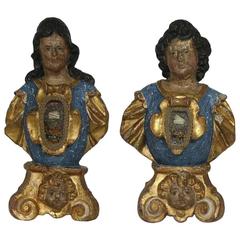 Pair of 17th Century Italian Carved Reliquary Busts 10
