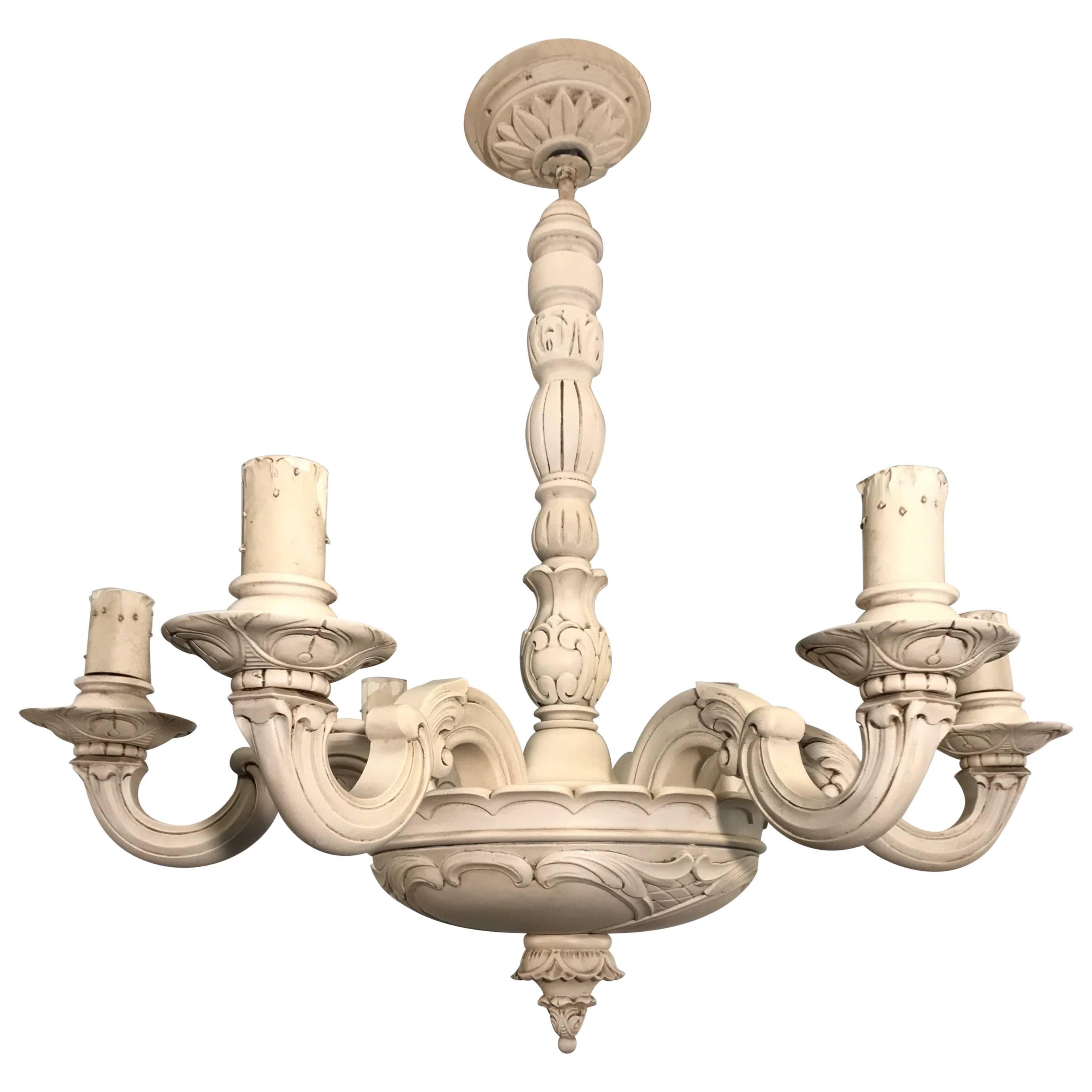 Rare Art Nouveau Fine Quality Carved Chandelier / Pendant Light Chandelier 1910s For Sale