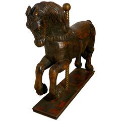 19th Century Wooden Spanish Carousel Galloper or Fair Ground Horse