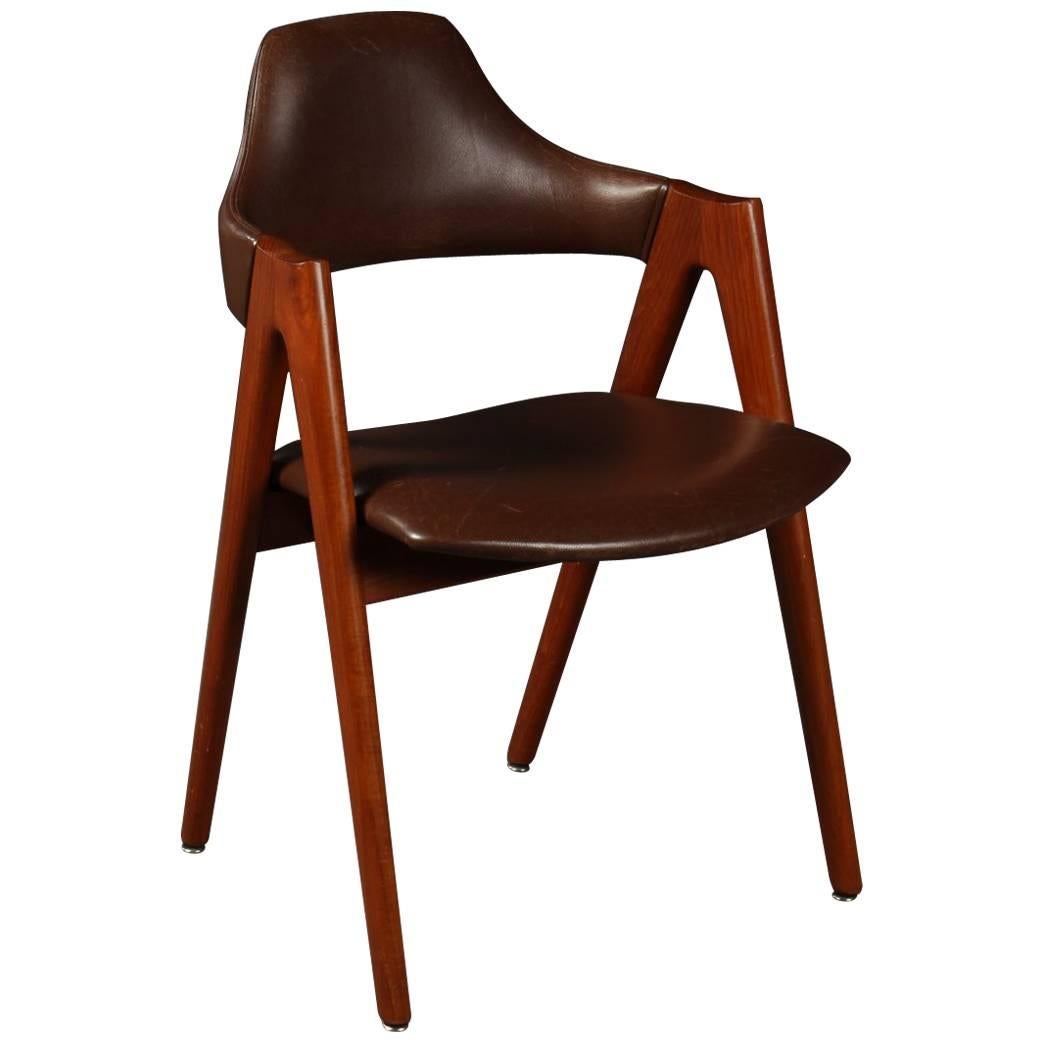 1960s Kai Kristiansen Compass Teak and Leather Chair for SVA Møbler