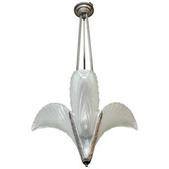 Vintage French Art Deco Triangular Feather Chandelier