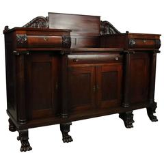 Antique American Empire Philadelphia Quervelle Style Mahogany Sideboard