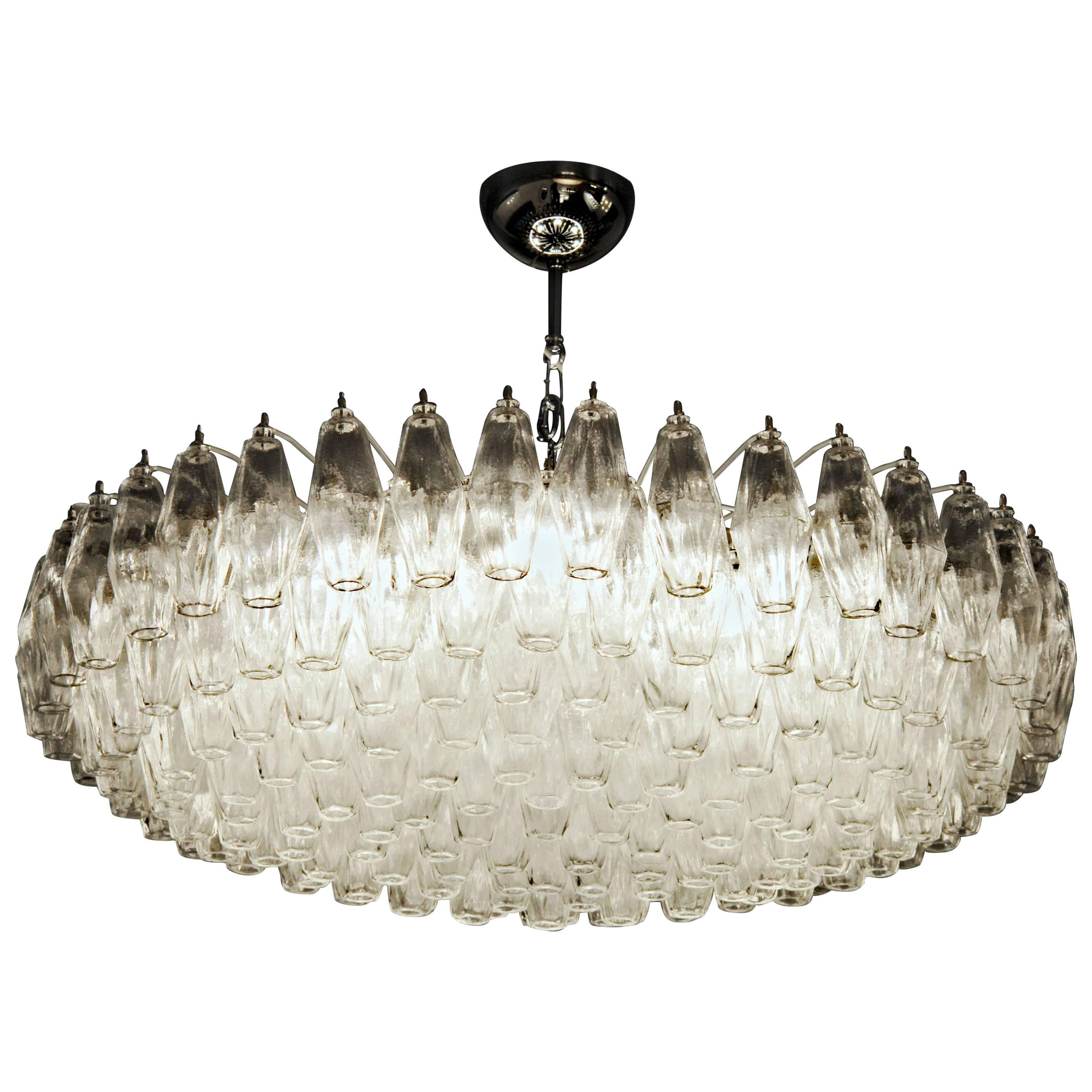 Imposing Poliedri Chandelier, Clear, Murano Made