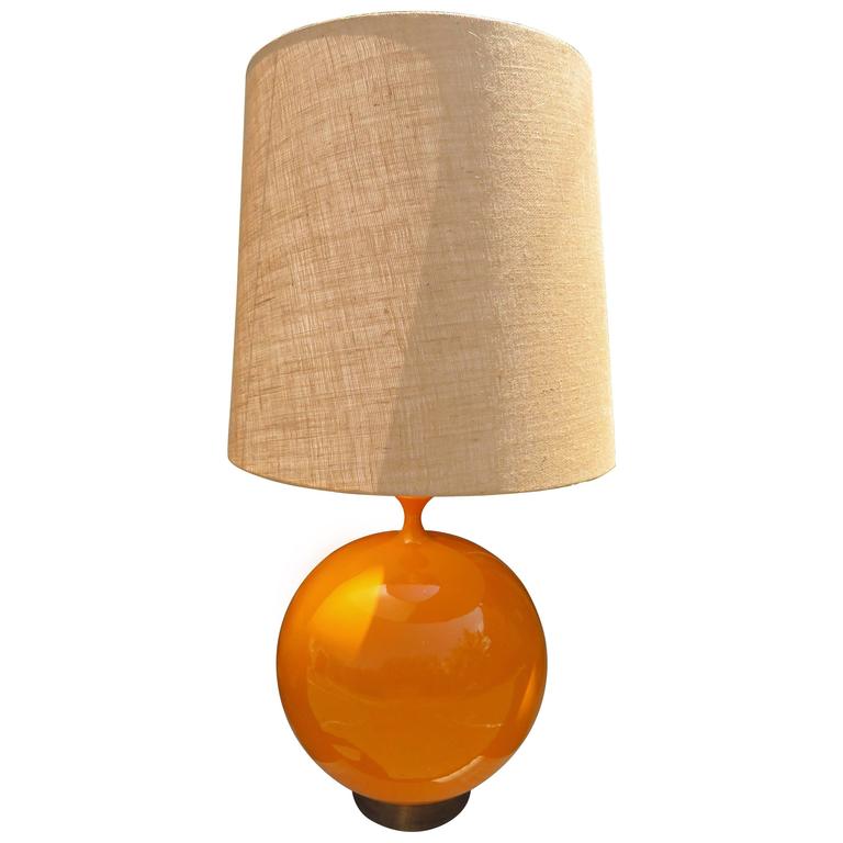 Mive Large Scale Orange Glaze Ceramic Orb Lamp Mid Century Mive Large Scale Orange Glaze Ceramic Orb Lamp Mid Century Modern For