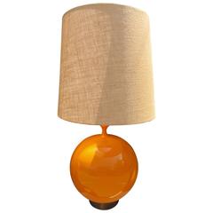 Massive Large Scale Orange Glaze Ceramic Orb Lamp, Mid-Century Modern