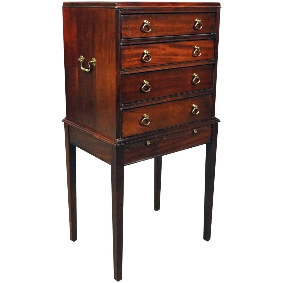 Vintage Mahogany and Bronze Four-Drawer Silver Chest, circa 1940