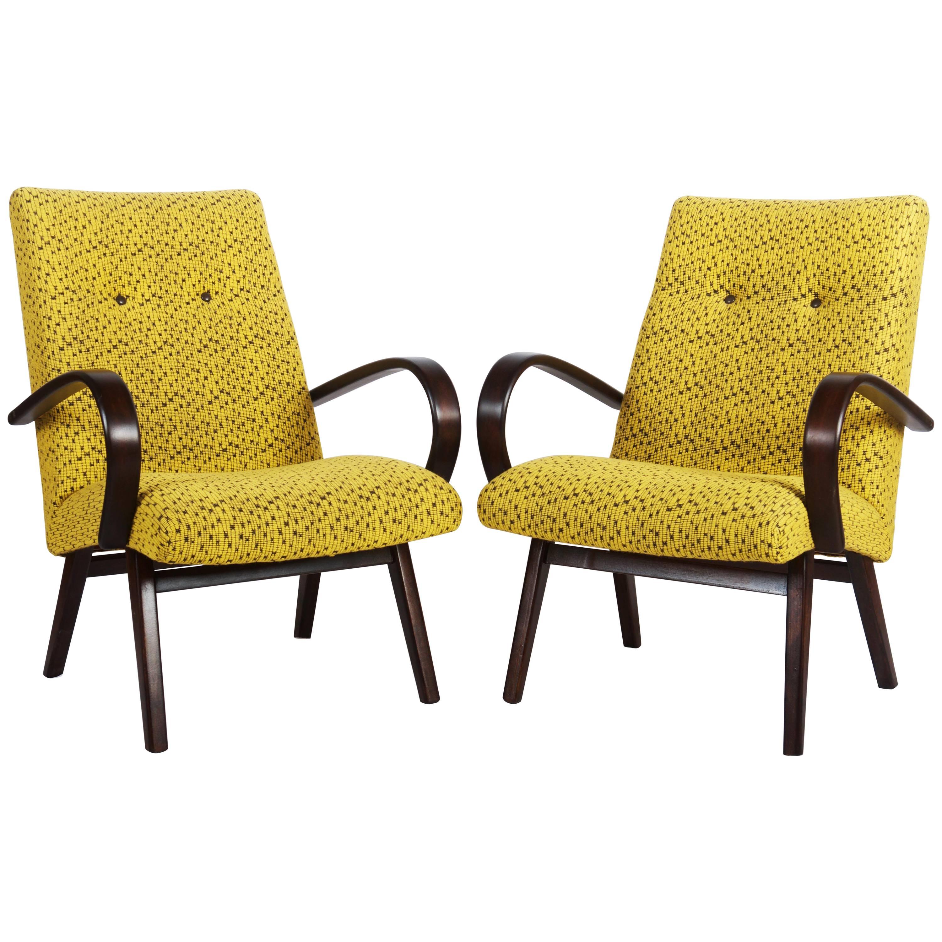 Pair of Mid-Century Czech Armchairs For Sale