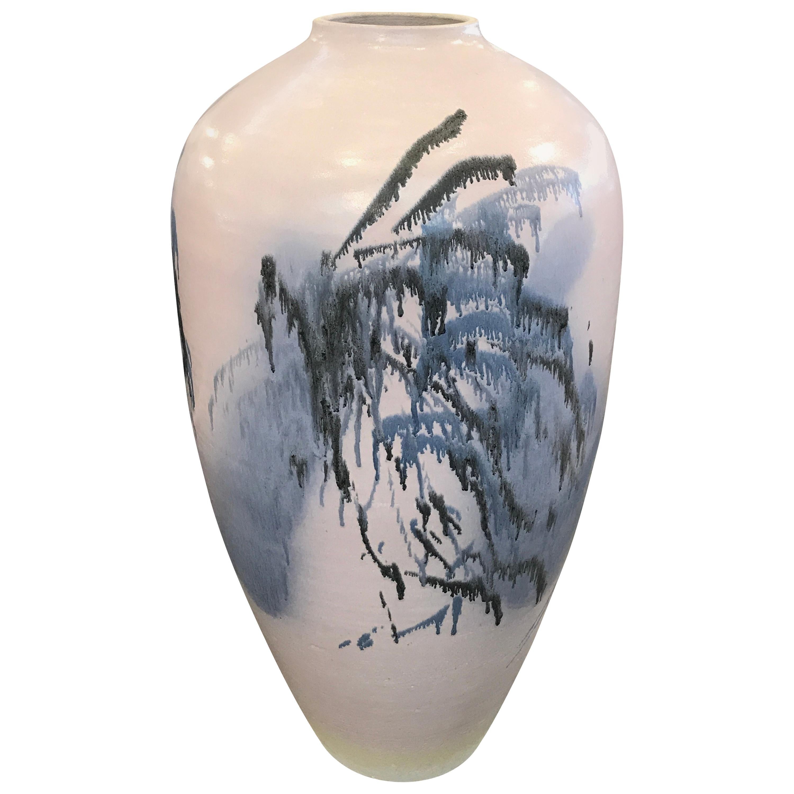 Impressive Lidded Floor Vase by Noted Artist Mark Hines