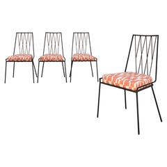 Set of Four Rare Paul McCobb Wrought Iron Patio Dining Chairs 2