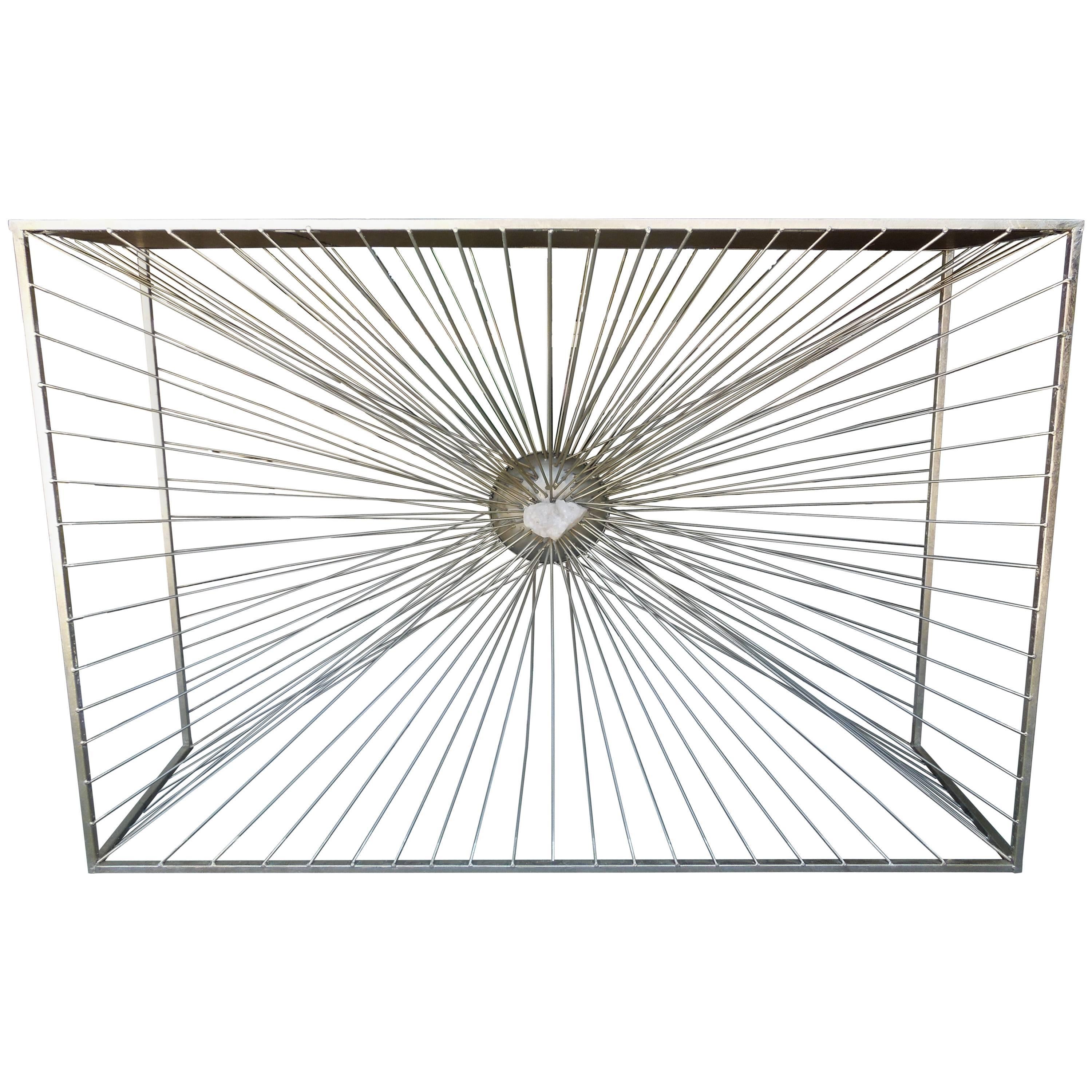 Contemporary "Meterorite" Metal and Mirror Console Table