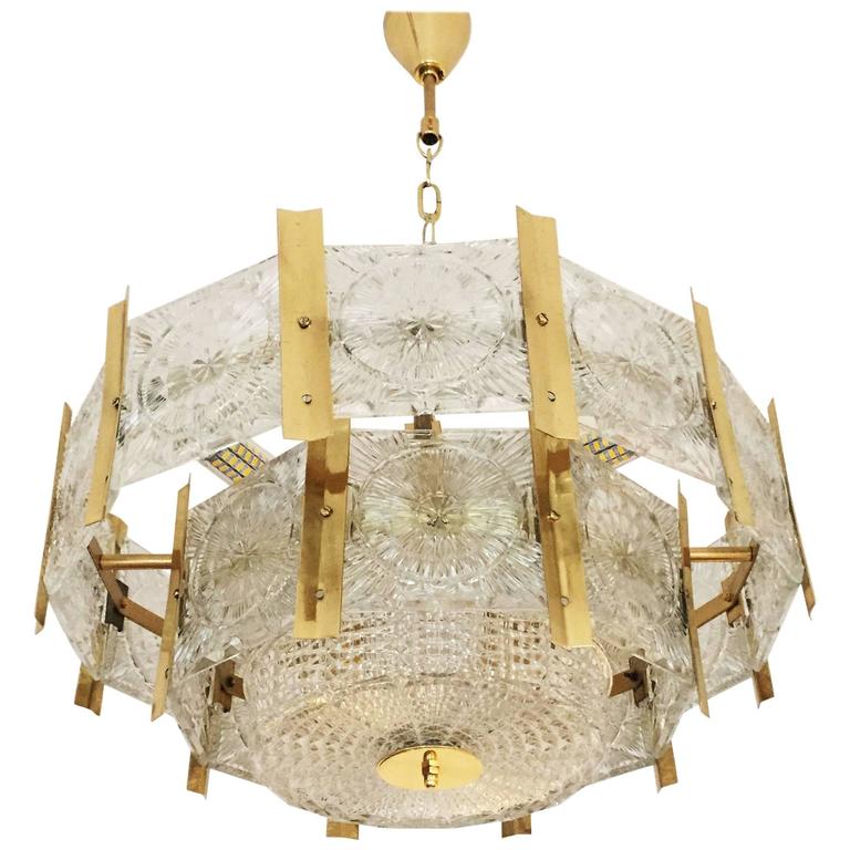 MidCentury Brass Bouillotte Chandelier at 1stdibs
