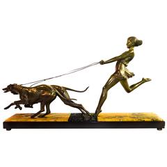 Art Deco Statue of Women and Dogs