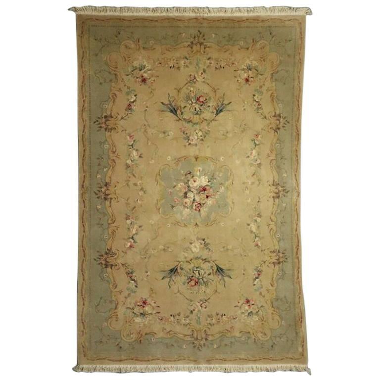 Vintage French Aubusson Style Hand Knotted Floral Rug, approx 5'x9', circa 1950