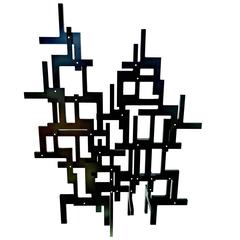 Monumental Brass and Wood Room Divider Design 1970s 12