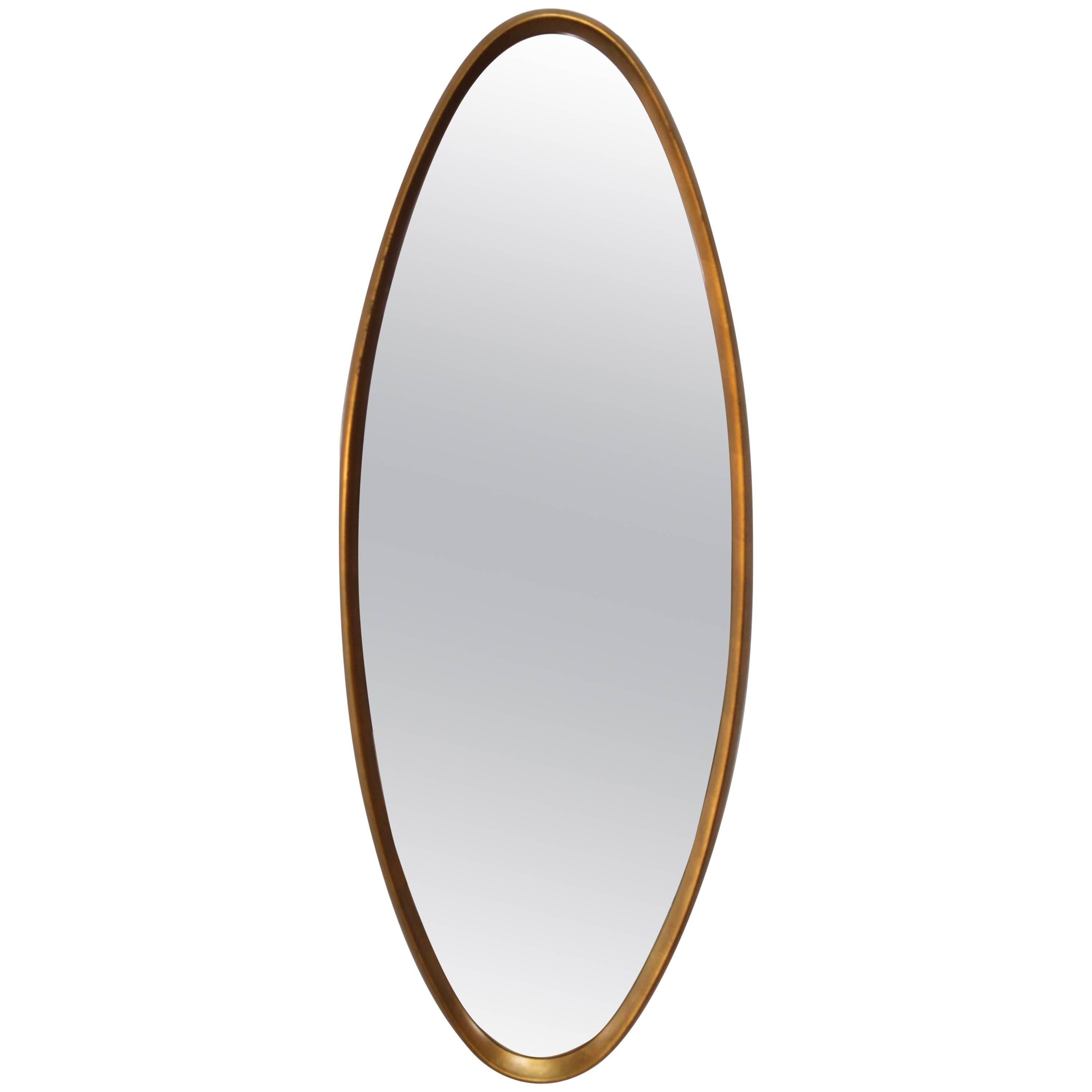 Mid-Century Modern Gold Leaf Oval Mirror