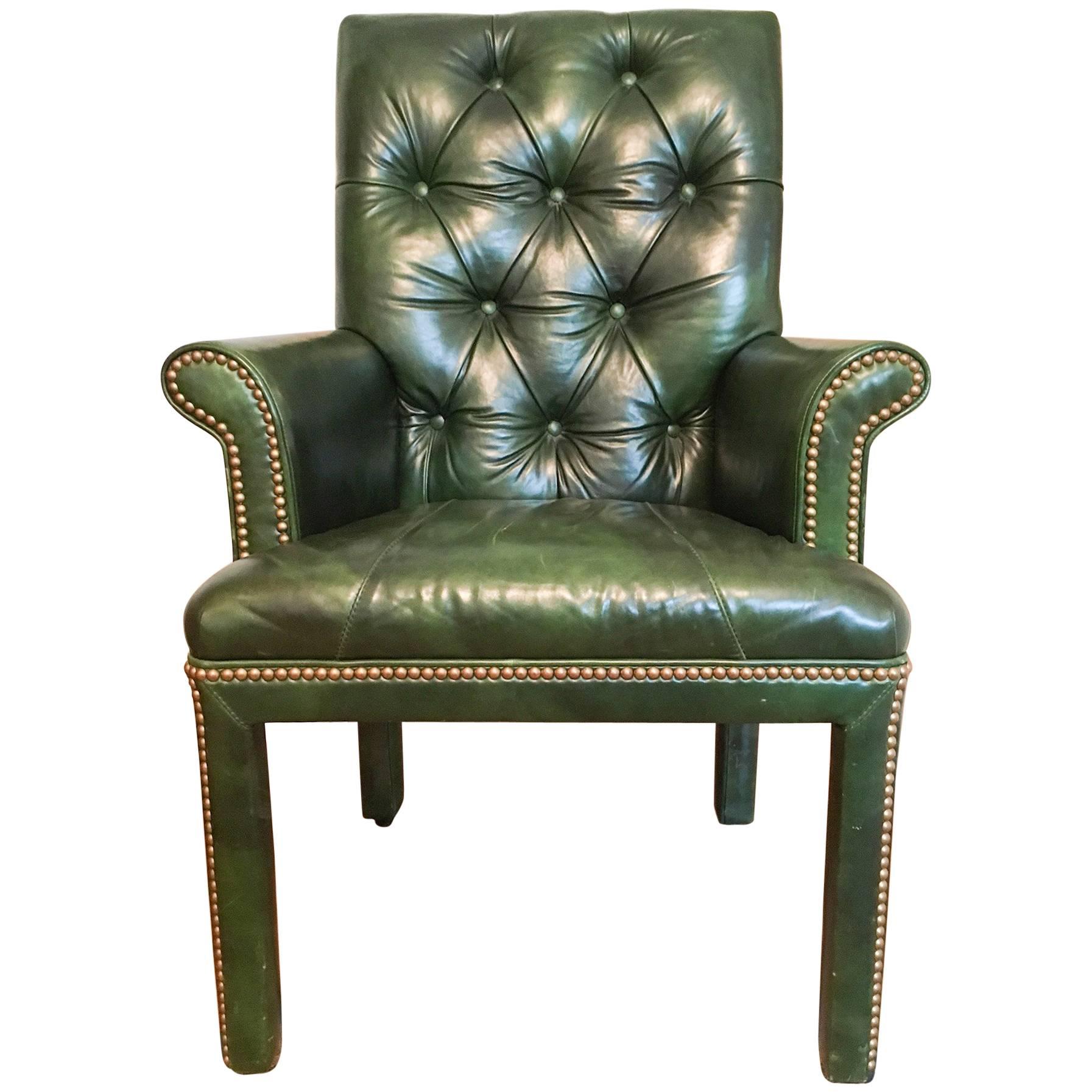 Emerald Green Leather Armchair by Michael Thomas