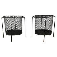 Vintage Elusive Pair of Wire Iron Modernist Waste Baskets by Maurice Ducin, circa 1953