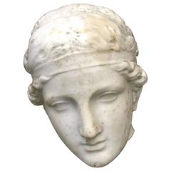 Early 19th Century Neoclassical Style Marble Statuary Fragment of a Goddess