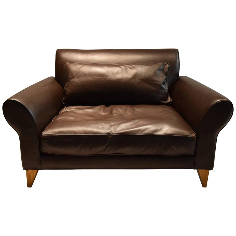 Wide Lounge Chair in Leather, UK For Sale at 1stdibs