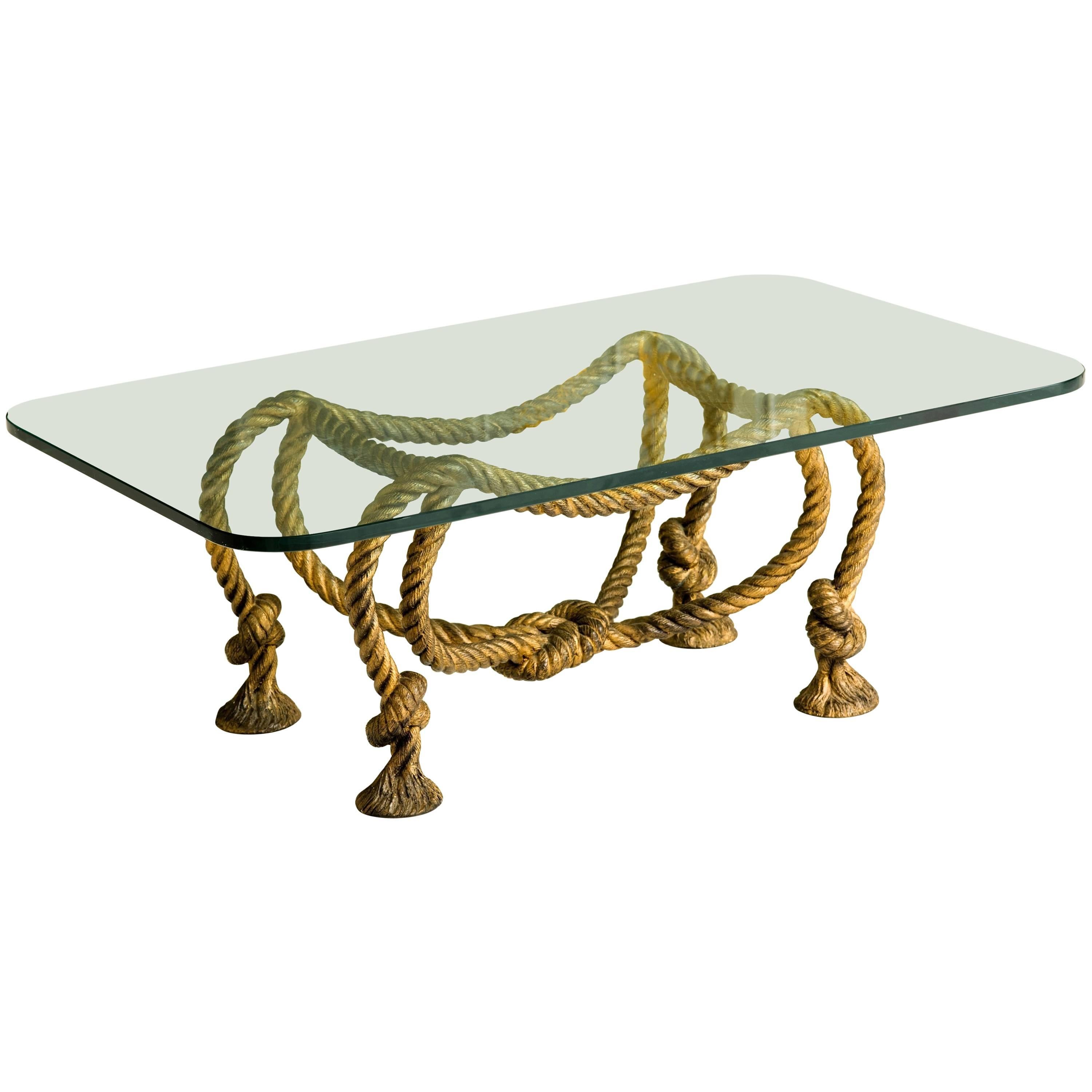 Maison Jansen Style Coffee Table with Rope and Tassel Feet 