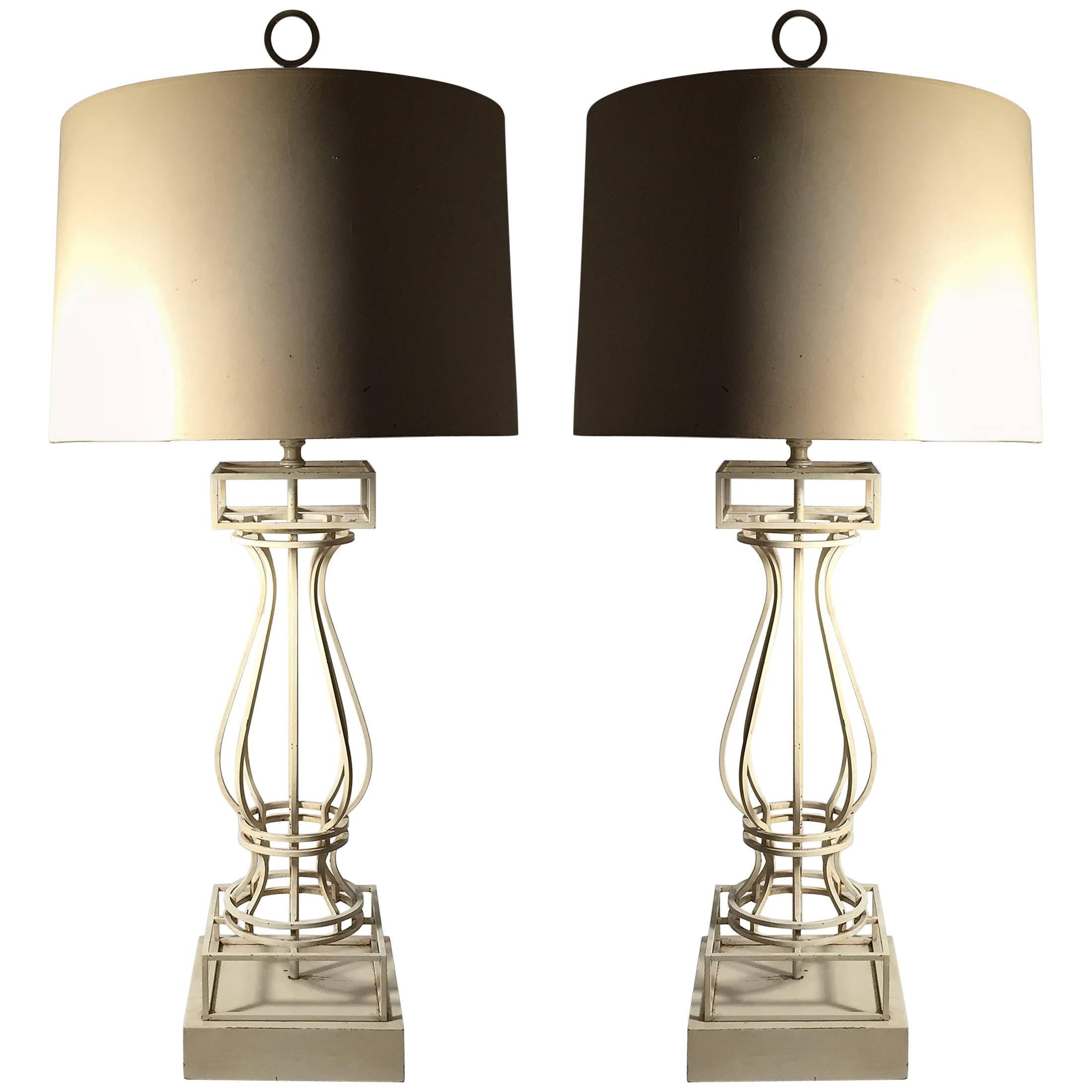 Lampes en fer vintage attribuées à Jean Charles Moreux