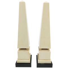 Pair of Large Modernist Bone Obelisks