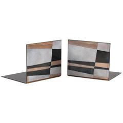 Mid-Century Modernist Enamel on Copper Pair of Bookends by Robert Wuersch, 1950s 10