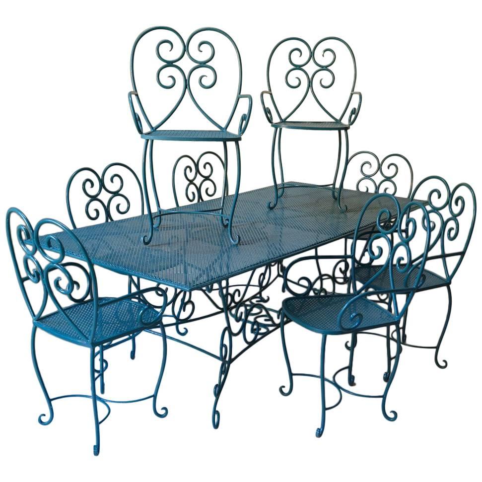 Garden Table and Eight Chairs, France, circa 1950s