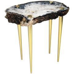 'Powers of 10' Side Table in Quartz and Solid Brass by Christopher Kreiling