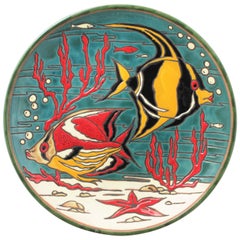 Fishes Motif Ceramic Decorative Wall Plate, Spain, 1950s