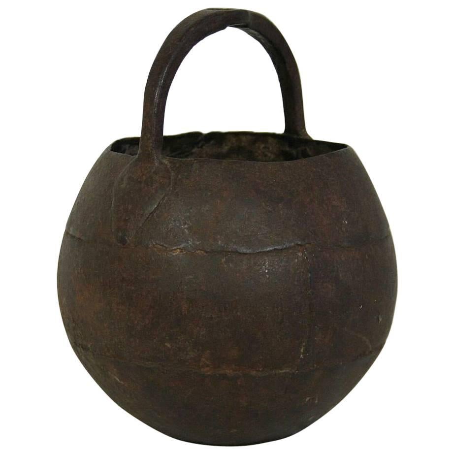 Primitive 18th Century Hand-Forged Iron Cooking Pot