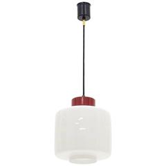 Stilnovo Glass and Lacquered Aluminum Pendant, 1950s 3