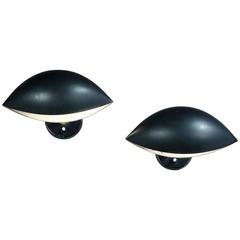 Pair of Lacquered Aluminium 'Oeil' Wall Lights by Serge Mouille