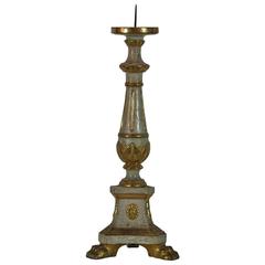 Small Gilded Italian 18th Century Neoclassical Wooden Candlestick 6