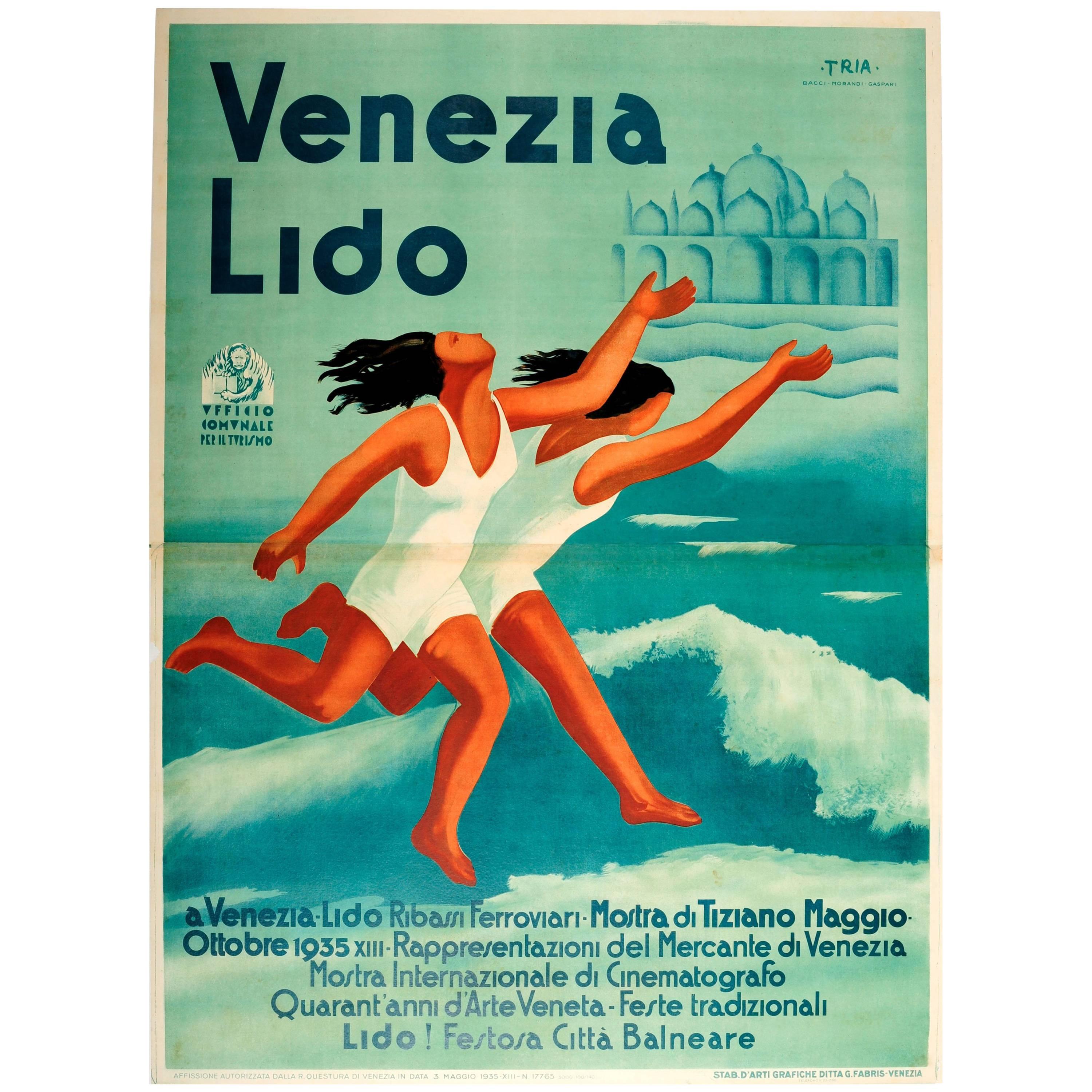 Original Vintage Poster for the 1935 Art and Film Festival Events at Venice Lido