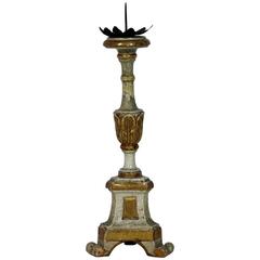 Small Gilded Italian 18th Century Neoclassical Wooden Candlestick 7