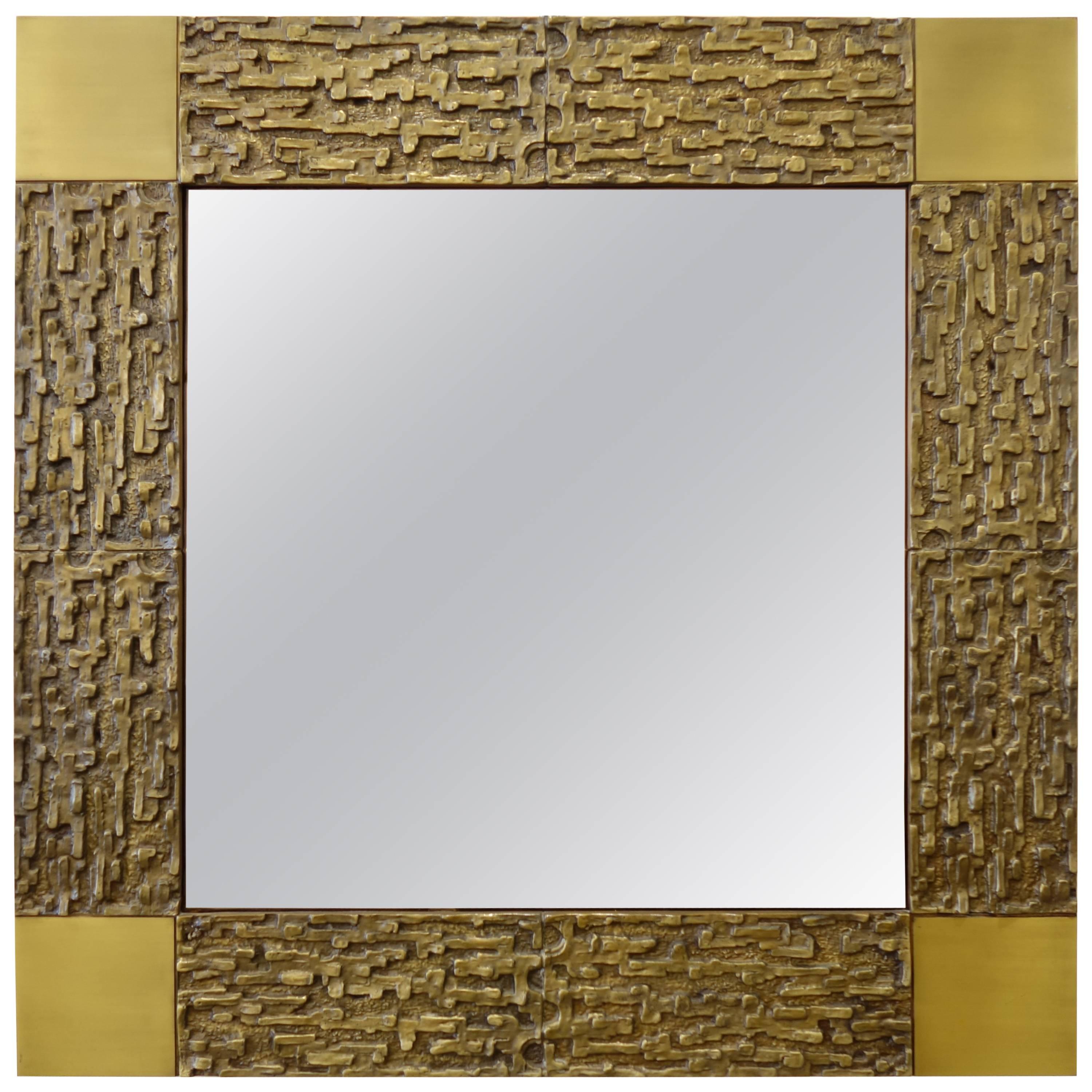 Luciano Frigerio Cast Bronze Mirror, 1970s For Sale