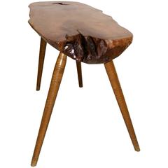 Mid-Century Wood Slab Console Table