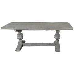 Large Antique 17th Century Style Limed Oak Dining Table