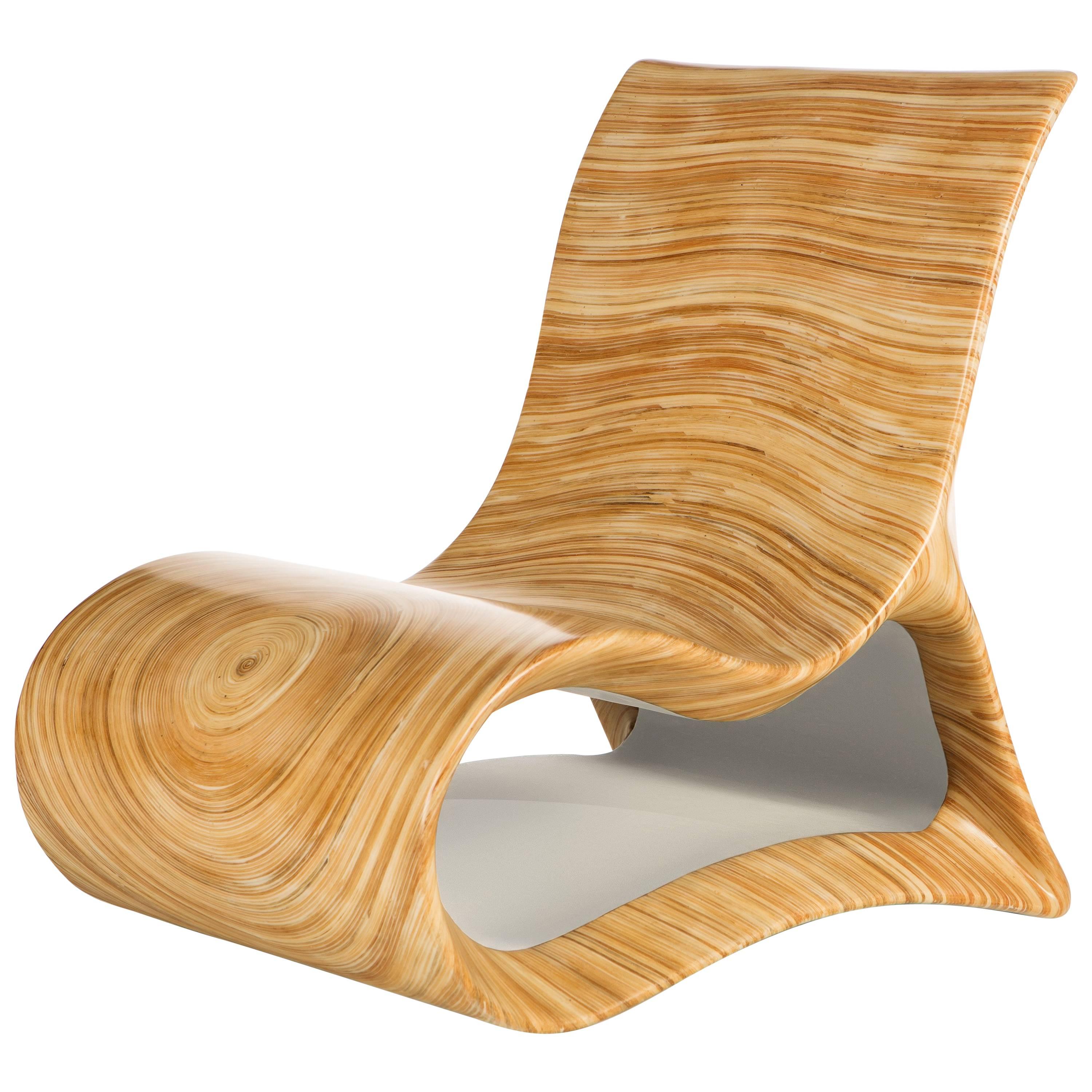 Modern Wooden Altoum Chair in Bright Finish Inspired by Op Art 2014