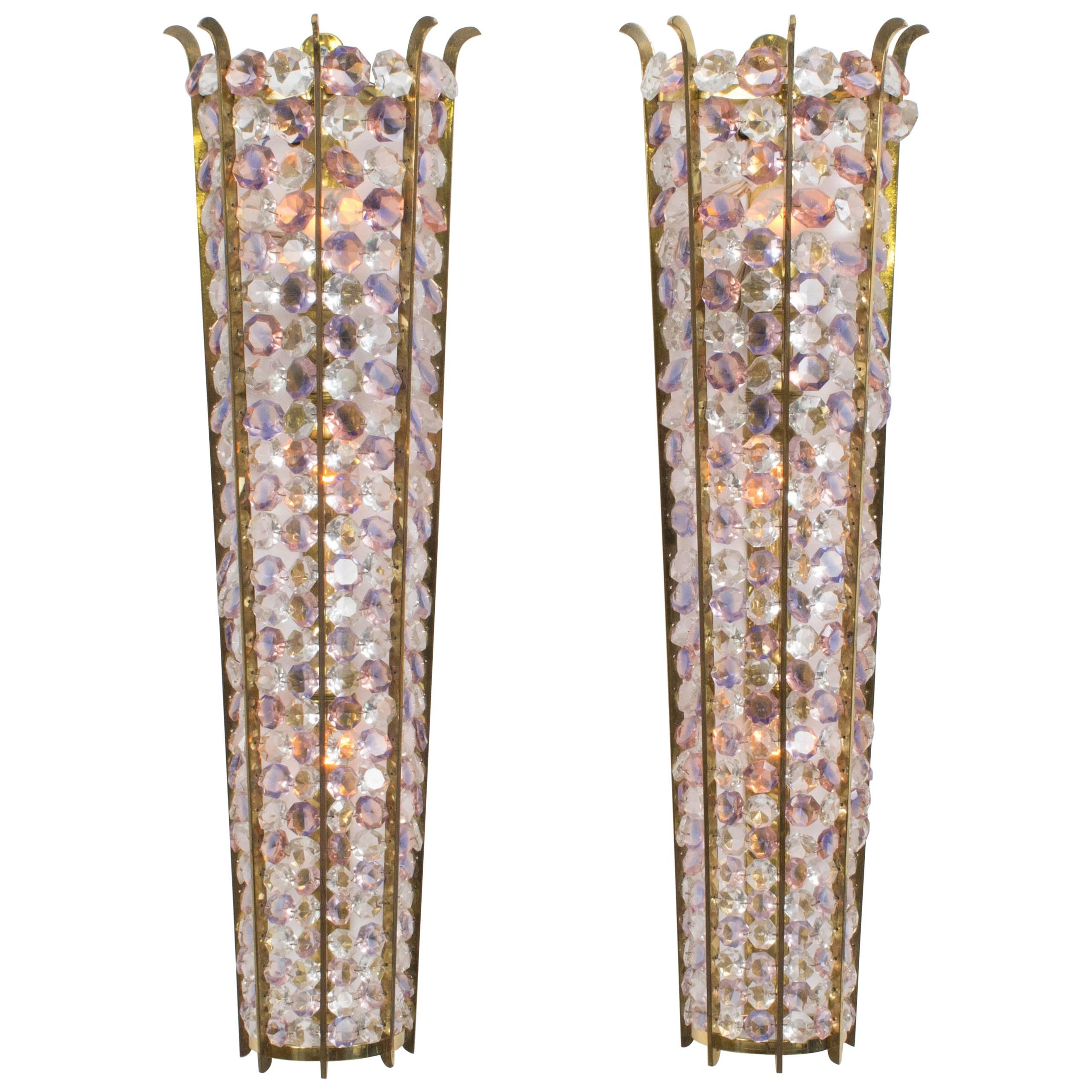Magnificent Pair of Large Italian Mid-Century Modern Sconces, 1970s