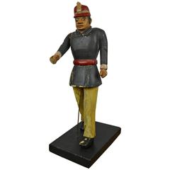 Wooden Fireman Sculpture Early 20th Century 4